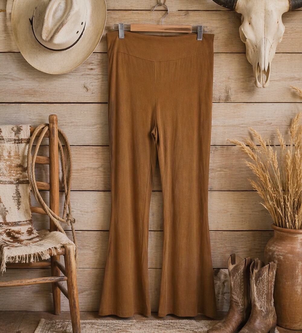 Copper Key High Rise XL Burnt Brown Bell Cowboy Rodeo Faux Suede Riding Pants